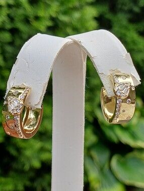 Amazing 18K Gold Filled Pear Shape CZ Mosiac Mini Hoop Earrings